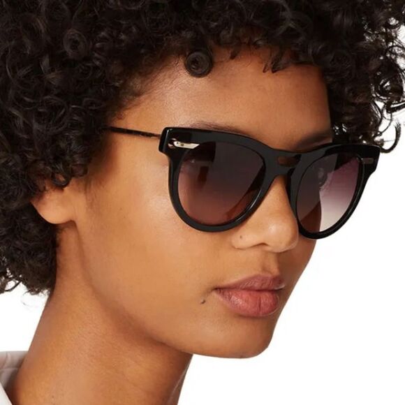Women\'s Derek Lam Black Kim Sunglasses Oval Semi Cat Eye Summer Sun Beach main image 4